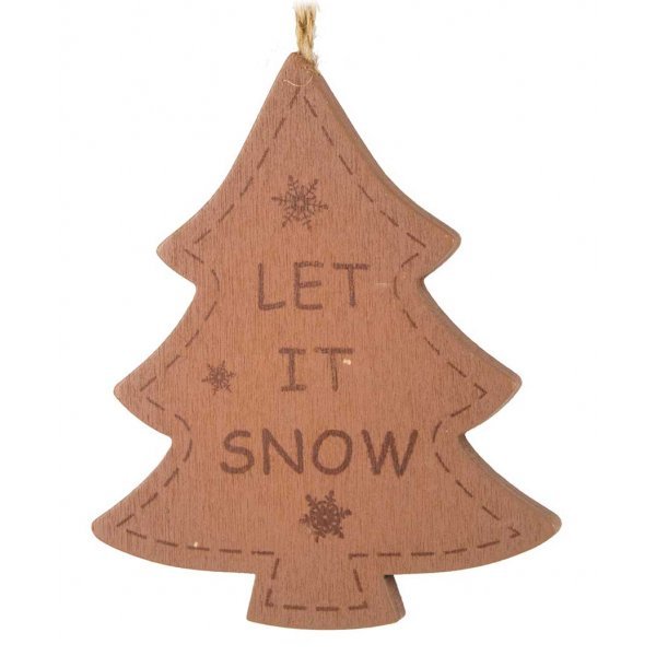 Χριστουγεννιάτικο Κρεμαστό Ξύλινο Δεντράκι, με Σχέδιο "Let it Snow" (9cm)
